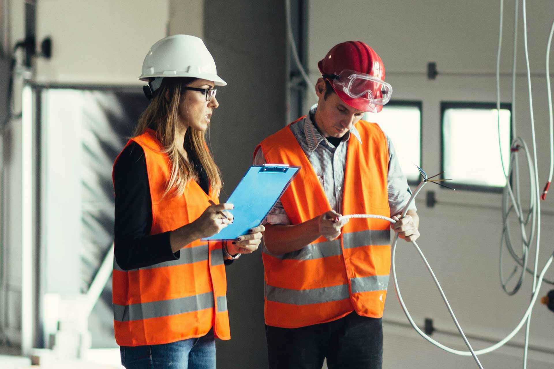 Maintenance engineers checking electricity.